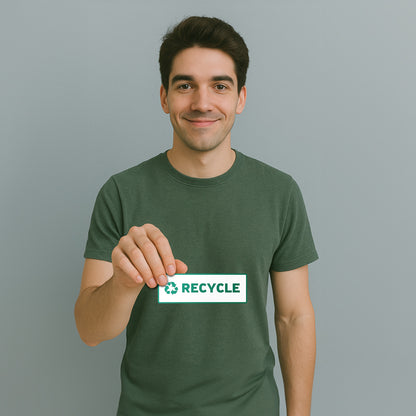 6 x 2in Recycle Bin Sticker: Rectangle White & Black Decal