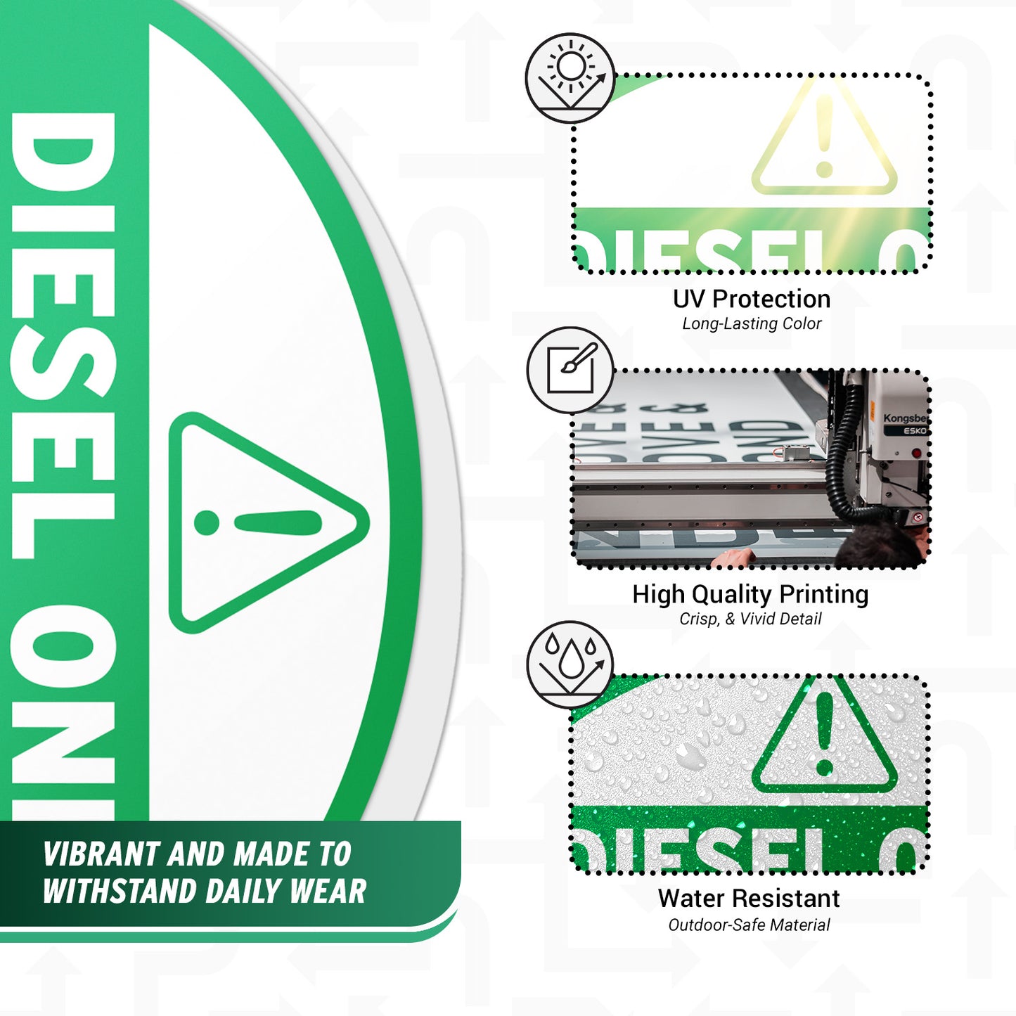 2.17 x 0.82in Fuel Cap Sticker: Diesel Only Decal (Green)