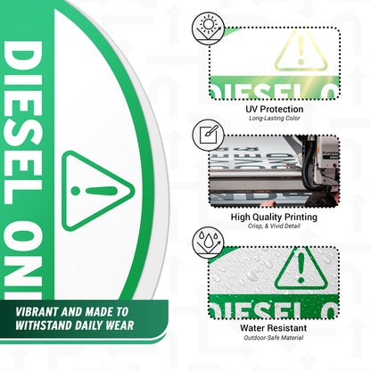 2.17 x 0.82in Fuel Cap Sticker: Diesel Only Decal (Green)