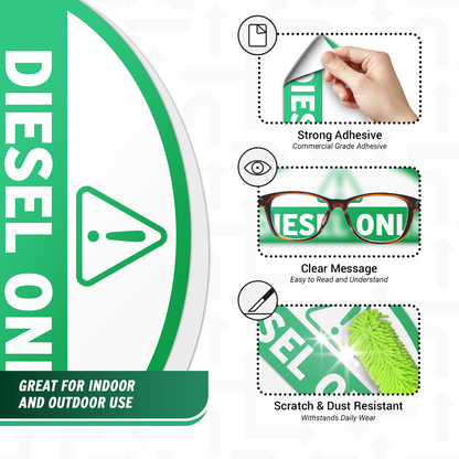 2.17 x 0.82in Fuel Cap Sticker: Diesel Only Decal (Green)