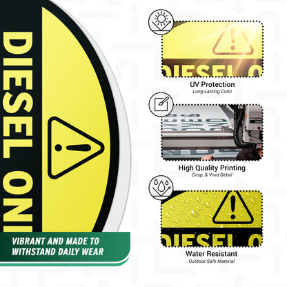2.17 x 0.82in Fuel Cap Sticker: Diesel Only Decal (Yellow)