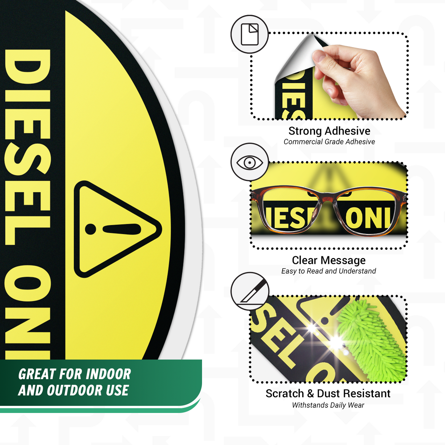 2.17 x 0.82in Fuel Cap Sticker: Diesel Only Decal (Yellow)