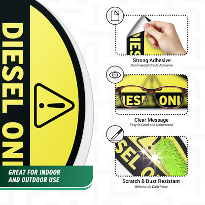 2.17 x 0.82in Fuel Cap Sticker: Diesel Only Decal (Yellow)
