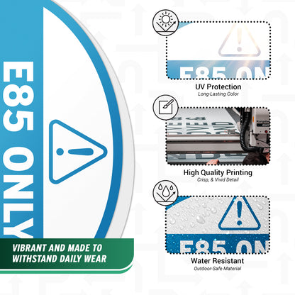 2.17 x 0.82in Fuel Cap Sticker: E85 Only Decal