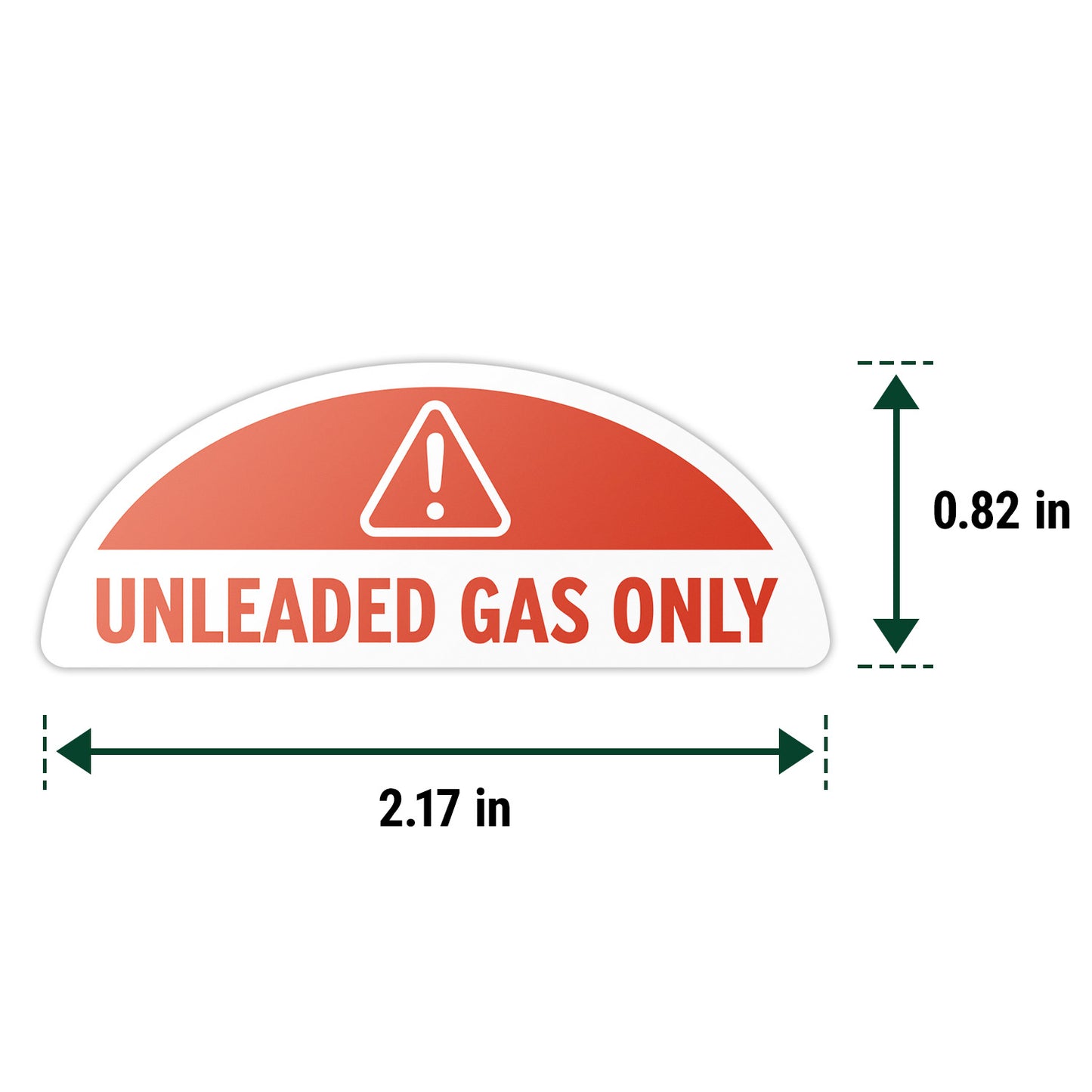 2.17 x 0.82in Fuel Cap Sticker: Unleaded Gas Only Decal