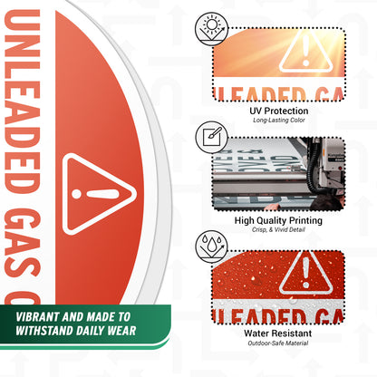 2.17 x 0.82in Fuel Cap Sticker: Unleaded Gas Only Decal