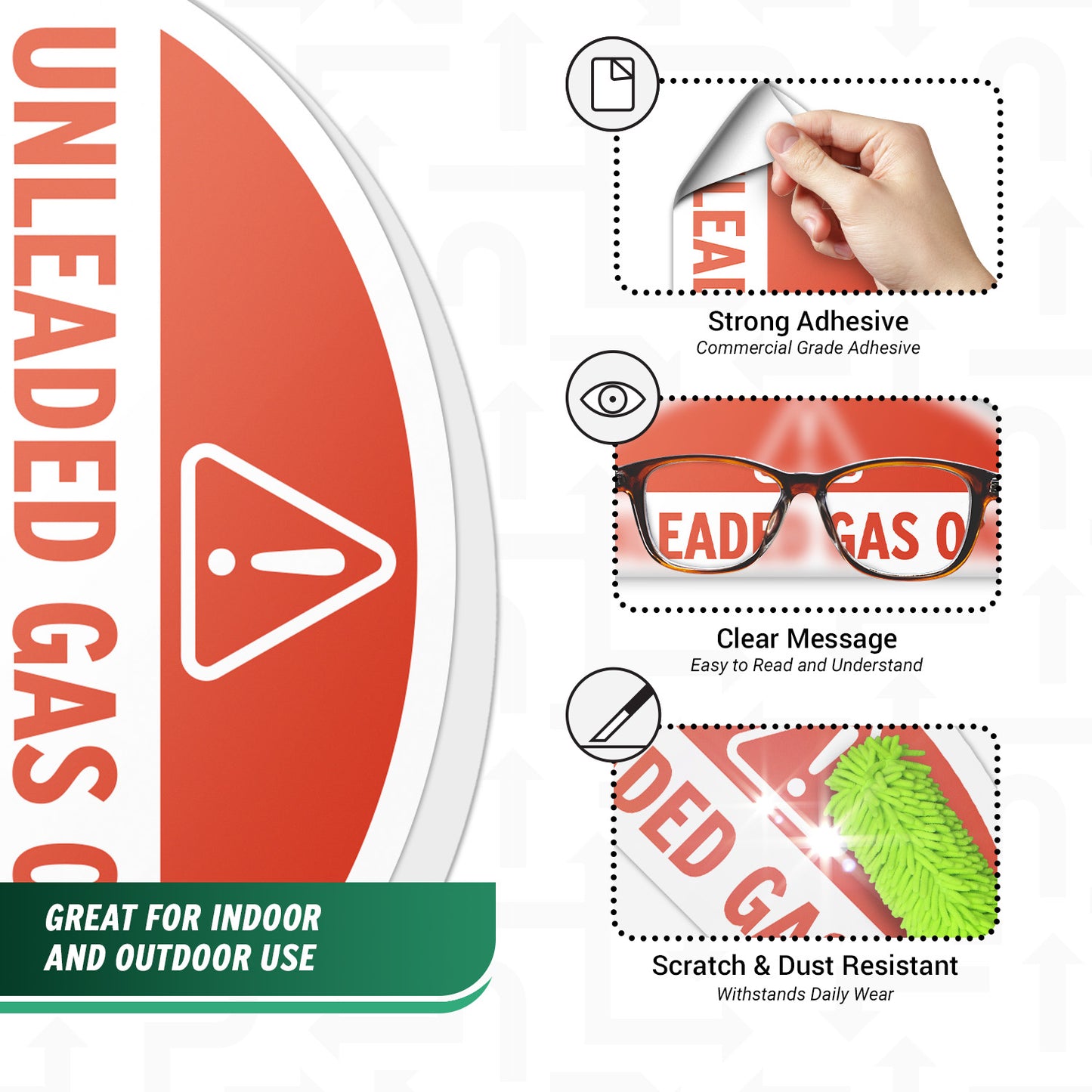 2.17 x 0.82in Fuel Cap Sticker: Unleaded Gas Only Decal