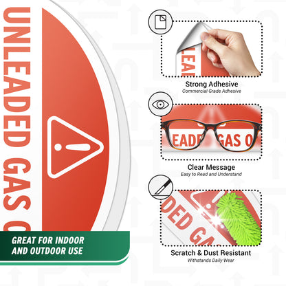 2.17 x 0.82in Fuel Cap Sticker: Unleaded Gas Only Decal