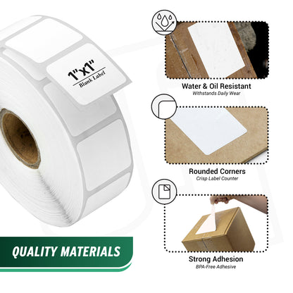 1 x 1in Direct Thermal Labels: Zebra Printer Compatible (27600 Total)