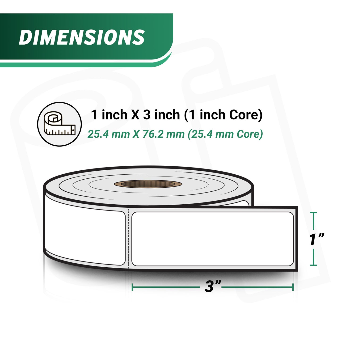 1 x 3in Direct Thermal Labels: Zebra Printer Compatible (10400 Total)