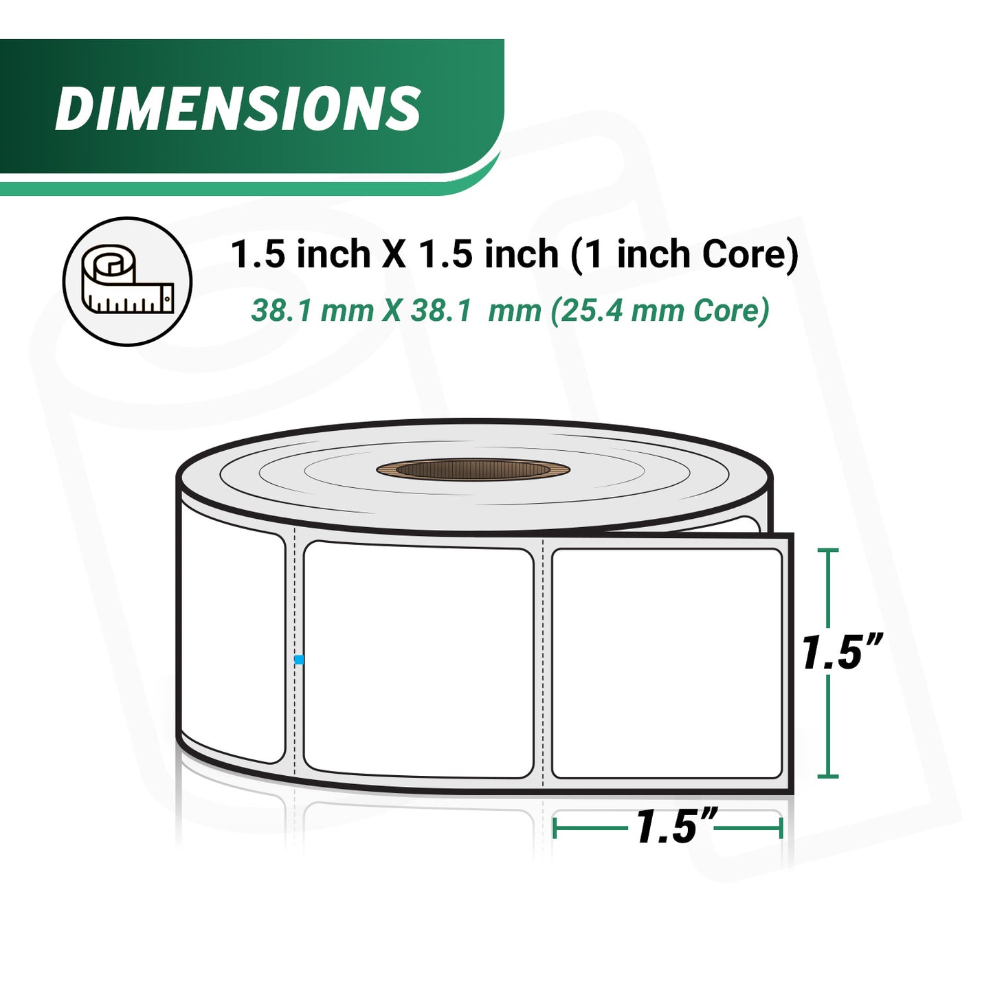 1.5 x 1.5in Direct Thermal Labels: Zebra Printer Compatible (14400 Total)