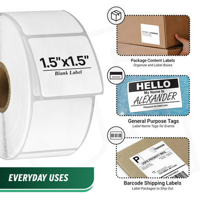 1.5 x 1.5in Direct Thermal Labels: Zebra Printer Compatible (14400 Total)