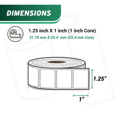 1.25 x 1in Direct Thermal Labels: Zebra Printer Compatible (27600 Total)