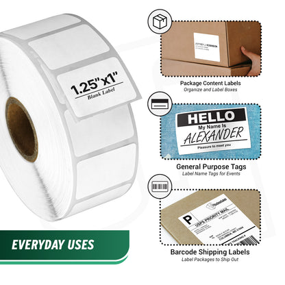 1.25 x 1in Direct Thermal Labels: Zebra Printer Compatible (27600 Total)
