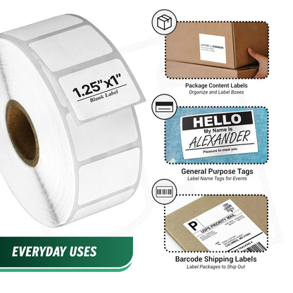 1.25 x 1in Direct Thermal Labels: Zebra Printer Compatible (27600 Total)