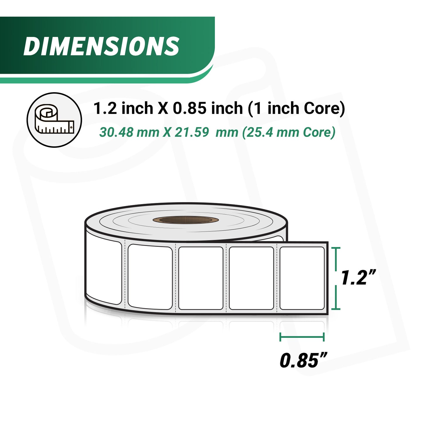 1.25 x 0.85in Direct Thermal Labels: Zebra Printer Compatible (30000 Total)