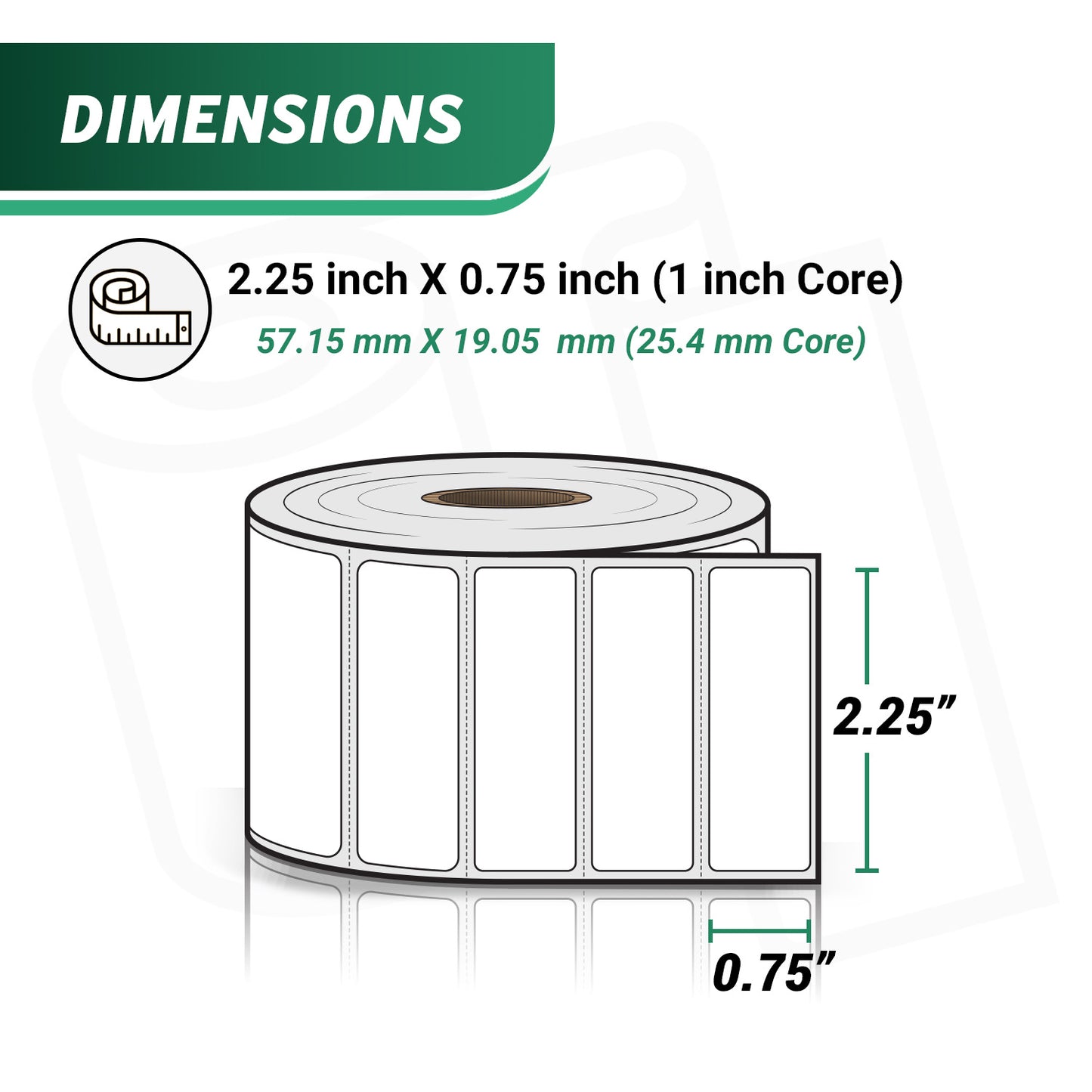 2.25 x 0.75in Blank Direct Thermal Labels: White Permanent (36 Rolls, 1700 Labels/Roll)