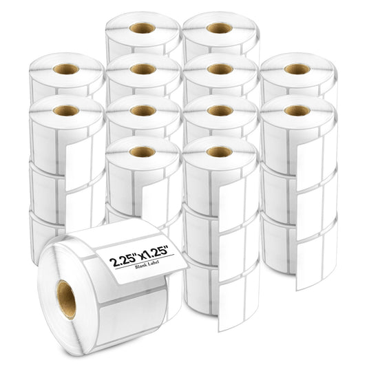 2.25 x 1.25in Blank Direct Thermal Labels: White Permanent (36 Rolls, 1000 Labels/Roll)