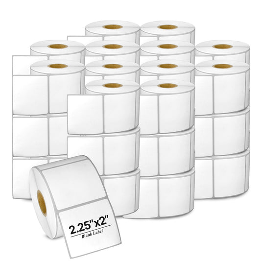 2.25 x 2in Blank Direct Thermal Labels: Zebra Compatible White (36 Rolls, 700 Labels/Roll)