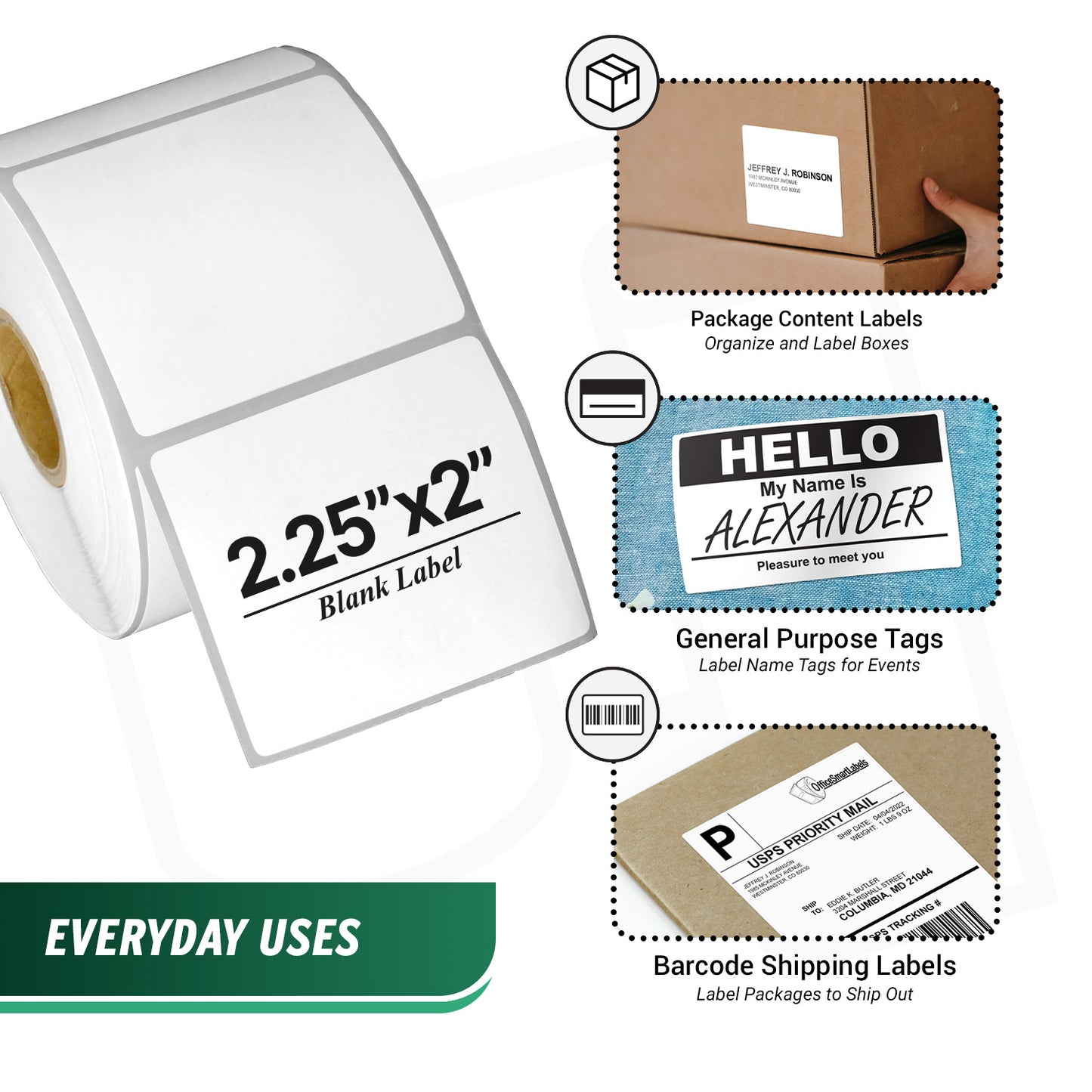 2.25 x 2in Blank Direct Thermal Labels: Zebra Compatible White (36 Rolls, 700 Labels/Roll)