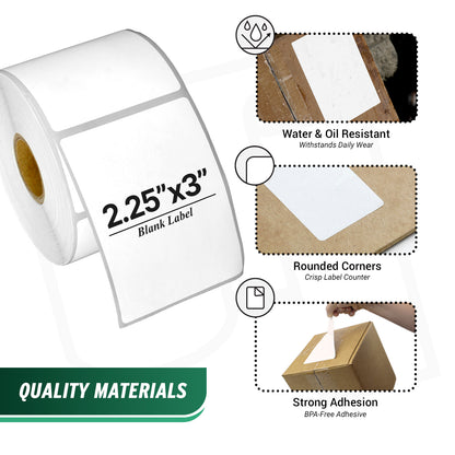 2.25 x 3in Blank Direct Thermal Labels: Zebra Printer Compatible (18000 Total)