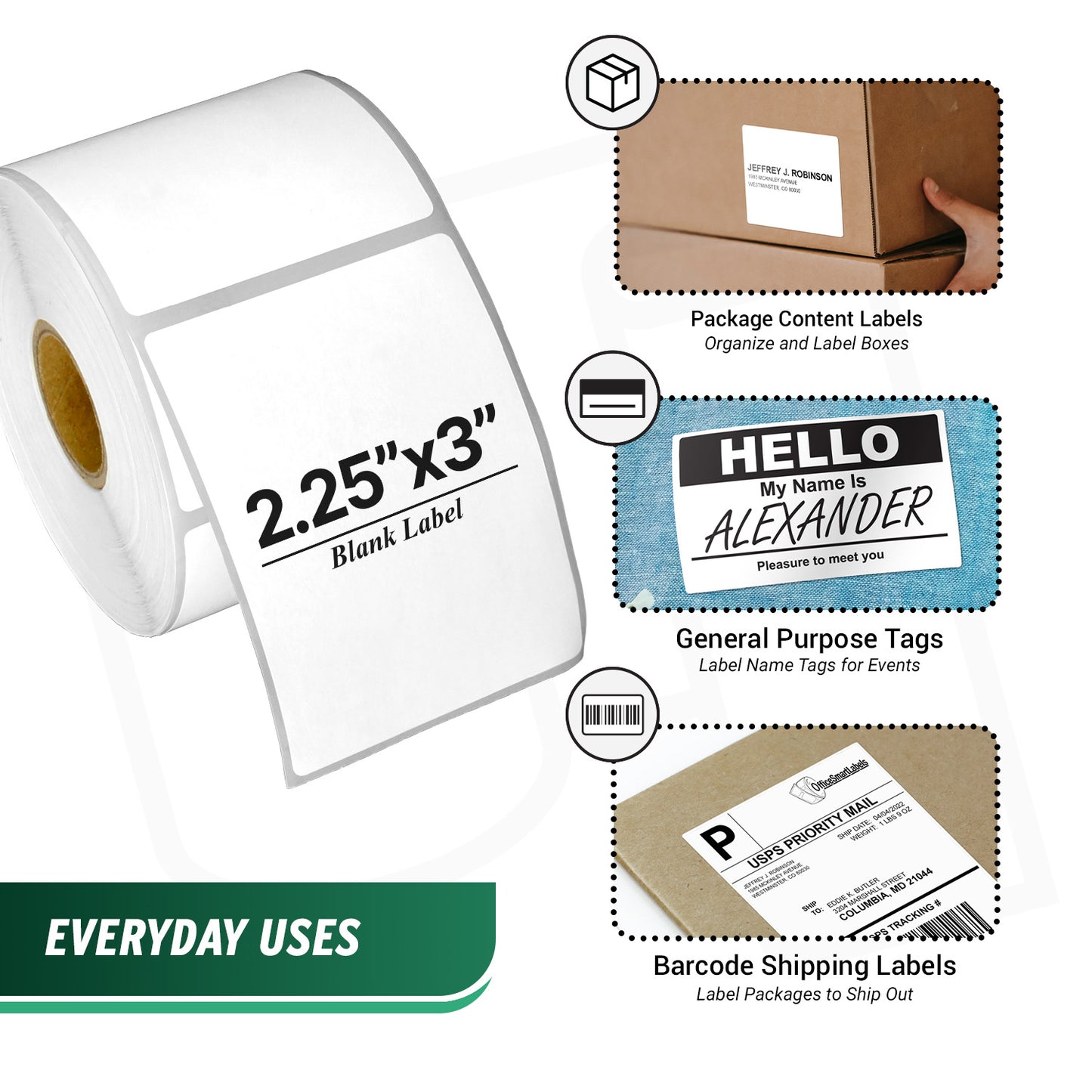 2.25 x 3in Blank Direct Thermal Labels: Zebra Printer Compatible (18000 Total)