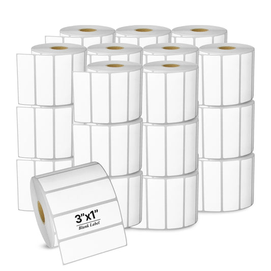 3 x 1in Direct Thermal Labels: Zebra Printer Compatible (27 Rolls, 1375 Label/Roll)