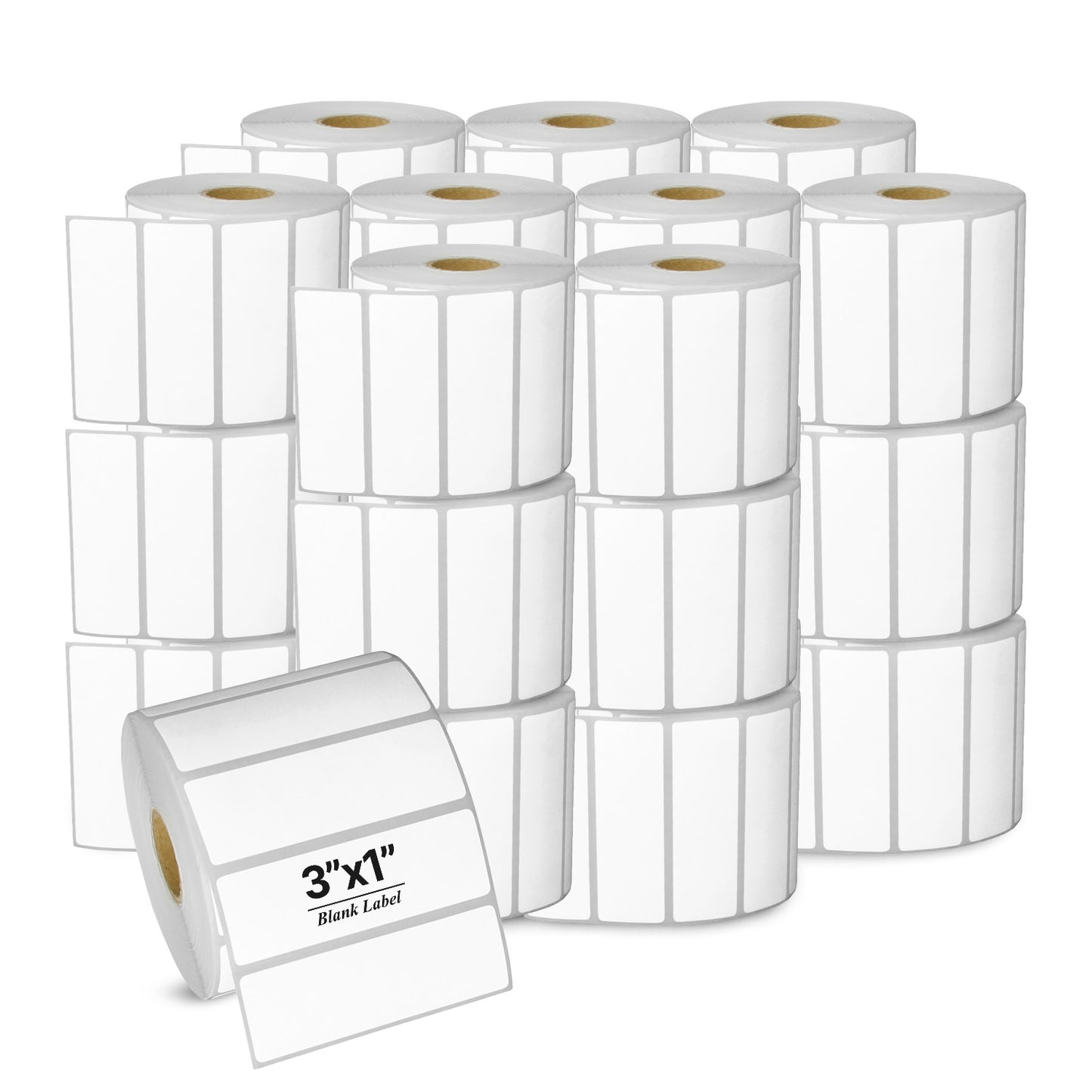 3 x 1in Blank Label: Direct Thermal Permanent Adhesive (1 inch Core)