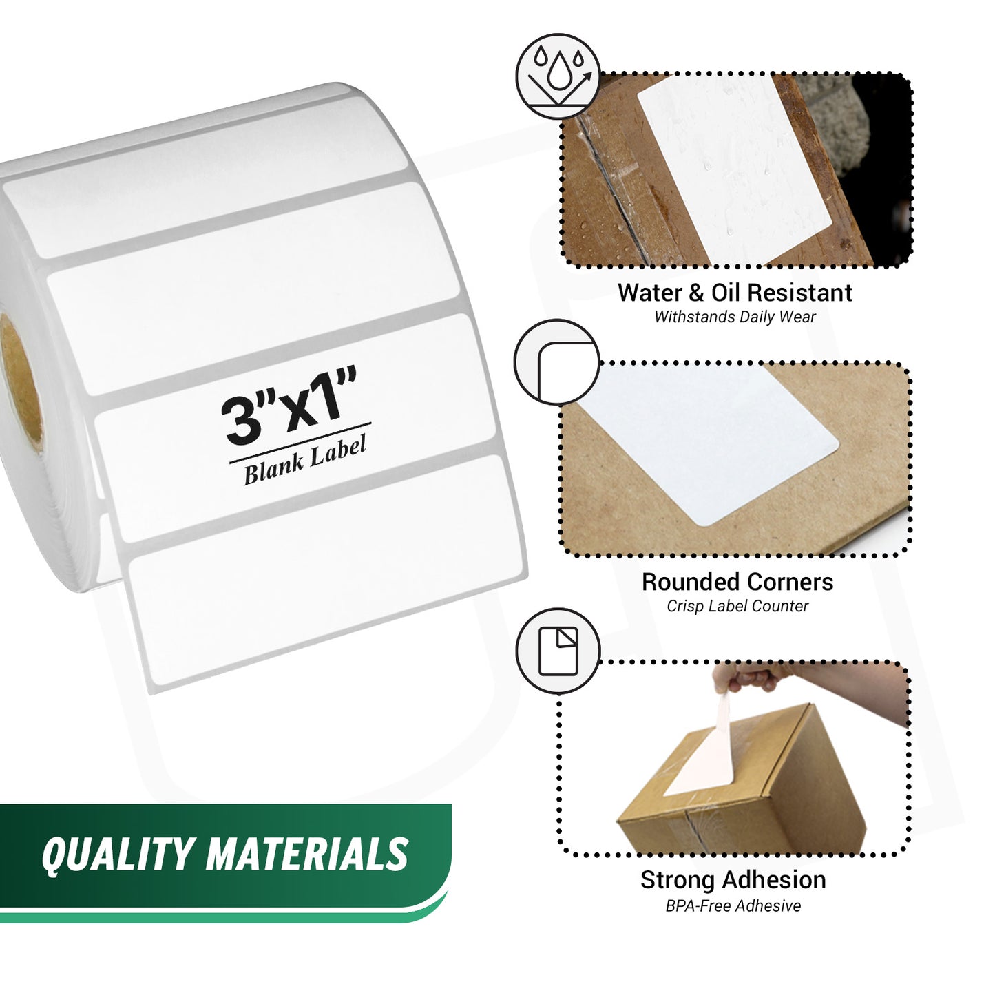 3 x 1in Direct Thermal Labels: Zebra Printer Compatible (27 Rolls, 1375 Label/Roll)