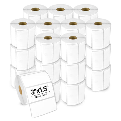 3 x 1.5in Direct Thermal Labels: Zebra Printer Compatible (27 Rolls, 950 Label/Roll)