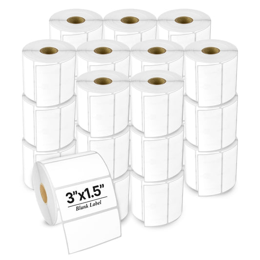 3 x 1.5in Direct Thermal Labels: Zebra Printer Compatible (27 Rolls, 950 Label/Roll)
