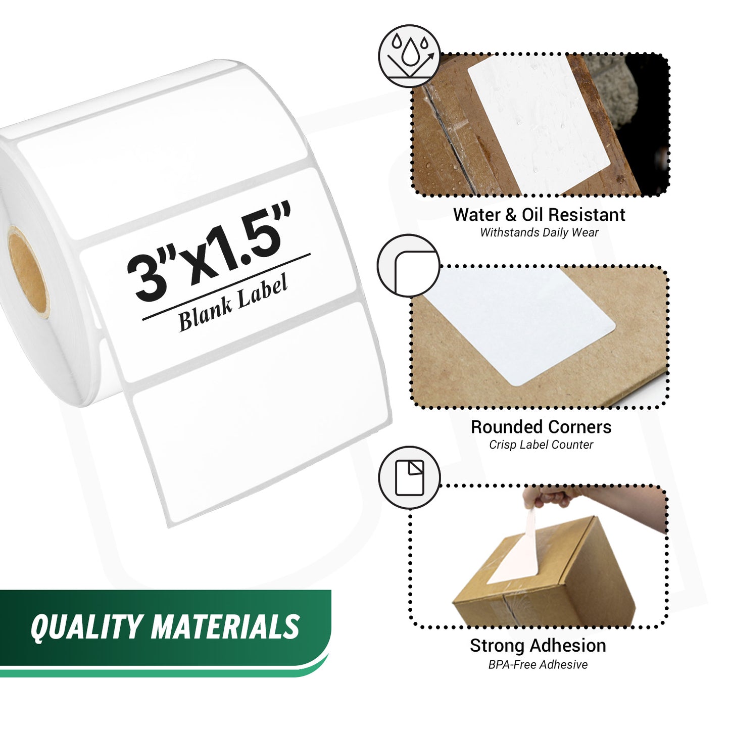 3 x 1.5in Direct Thermal Labels: Zebra Printer Compatible (27 Rolls, 950 Label/Roll)