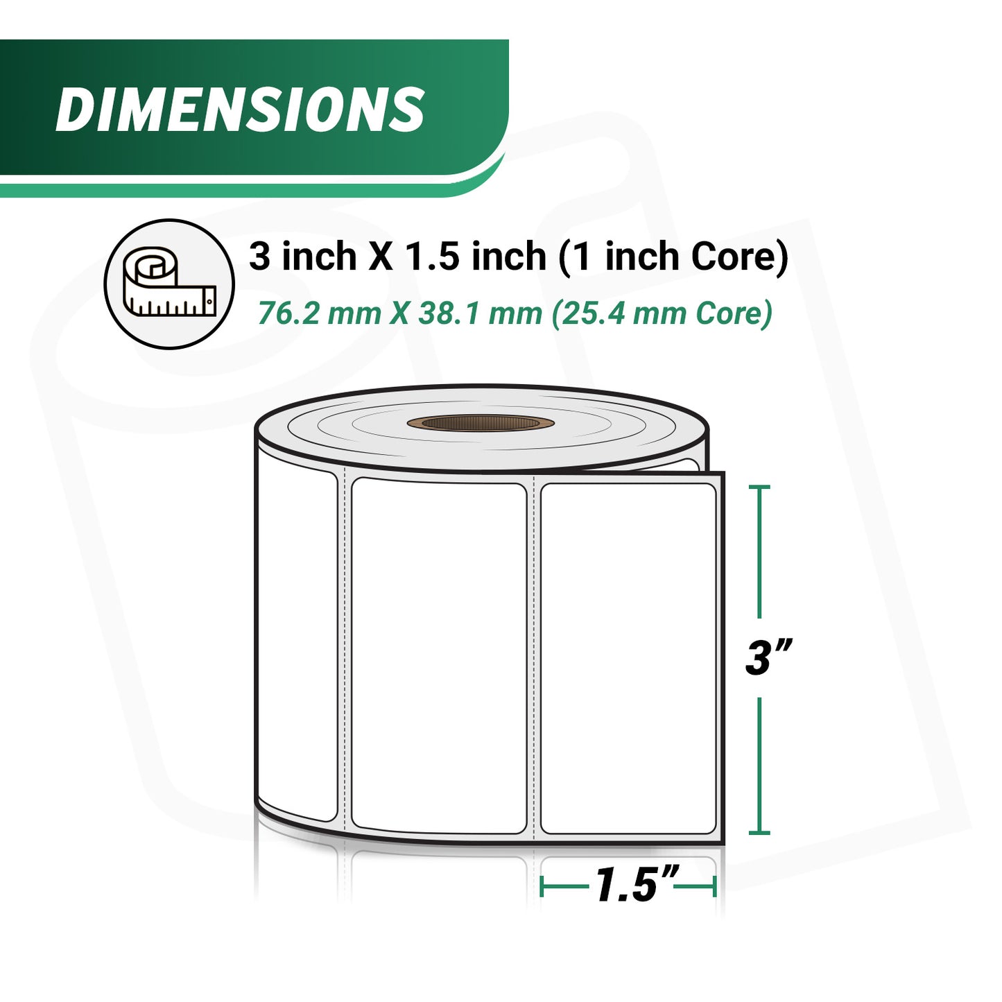 3 x 1.5in Direct Thermal Labels: Zebra Printer Compatible (27 Rolls, 950 Label/Roll)