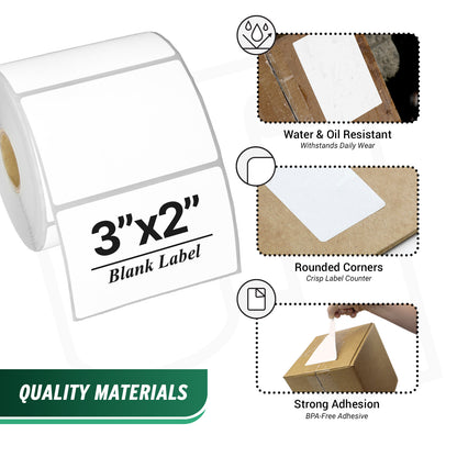 3 x 2in Direct Thermal Labels: Zebra Printer Compatible (27 Rolls, 750 Label/Roll)