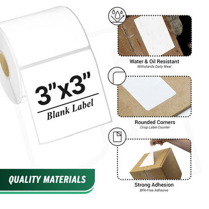 3 x 3in Direct Thermal Labels: Zebra Printer Compatible (27 Rolls, 500 Labels/Roll)