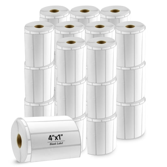 4 x 1in Blank Direct Thermal Labels: Zebra Printer Compatible (27 Rolls, 1,375 Label/Roll)