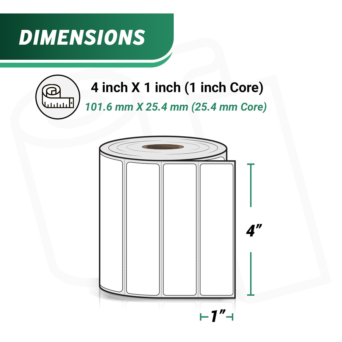 4 x 1in Blank Label: Direct Thermal Permanent Adhesive (1 inch Core)