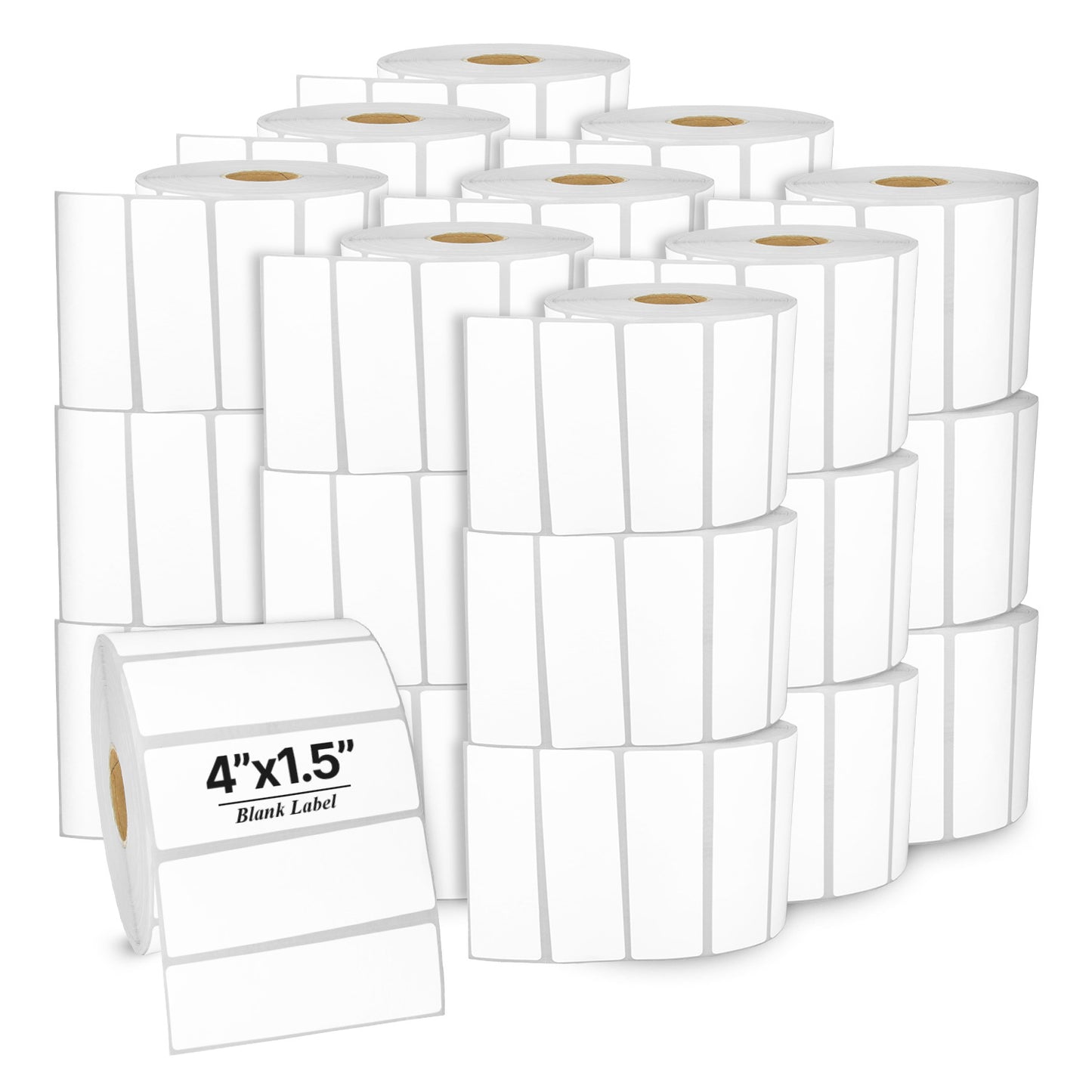 4 x 1.5in Blank Direct Thermal Labels: Zebra Printer Compatible (27 Rolls, 900 Label/Roll)