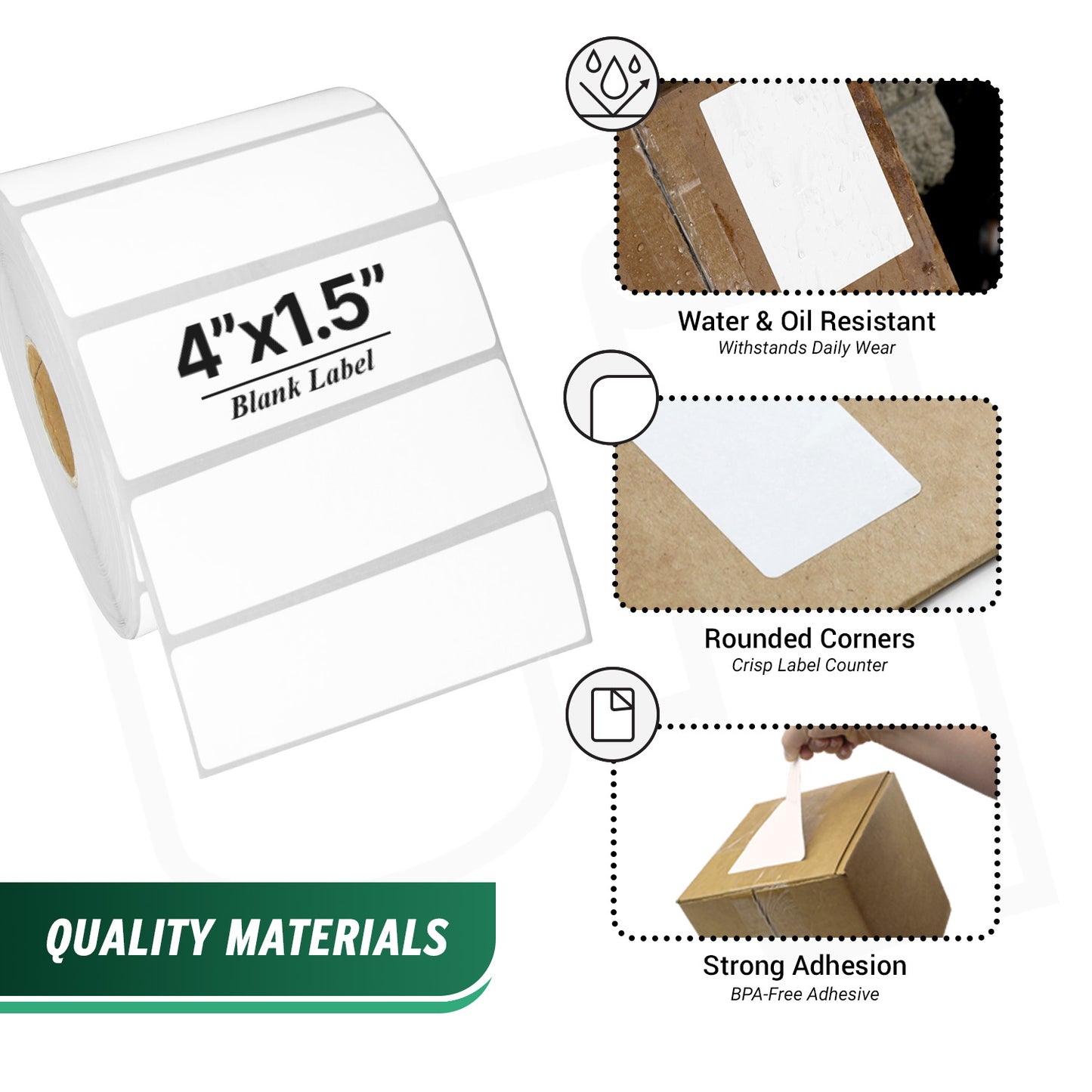 4 x 1.5in Blank Direct Thermal Labels: Zebra Printer Compatible (27 Rolls, 900 Label/Roll)