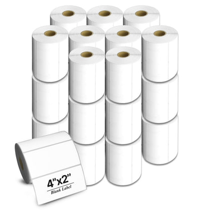 4 x 2in Blank Label: Direct Thermal Permanent Adhesive (1 inch Core)