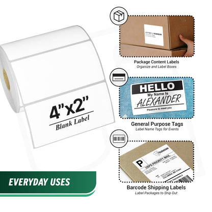 4 x 2in Direct Thermal Labels: Zebra Printer Compatible (20,250 Total)