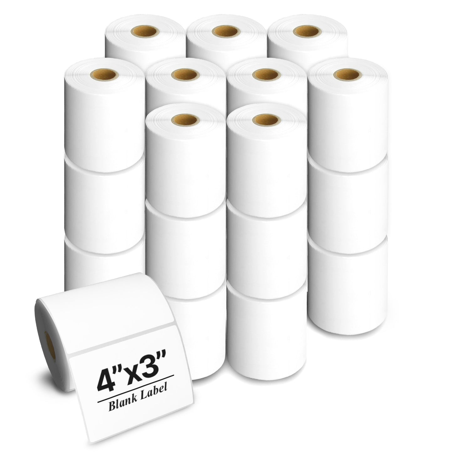 4 x 3in Blank Labels: Direct Thermal Zebra Printer Compatible (27 Rolls, 500/Roll)