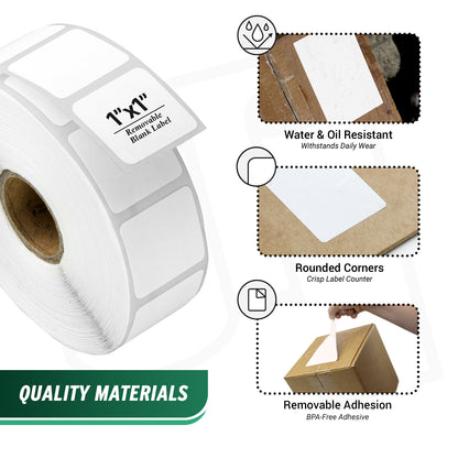 1 x 1in Direct Thermal Removable Labels for Zebra & Rollo (1in Core)