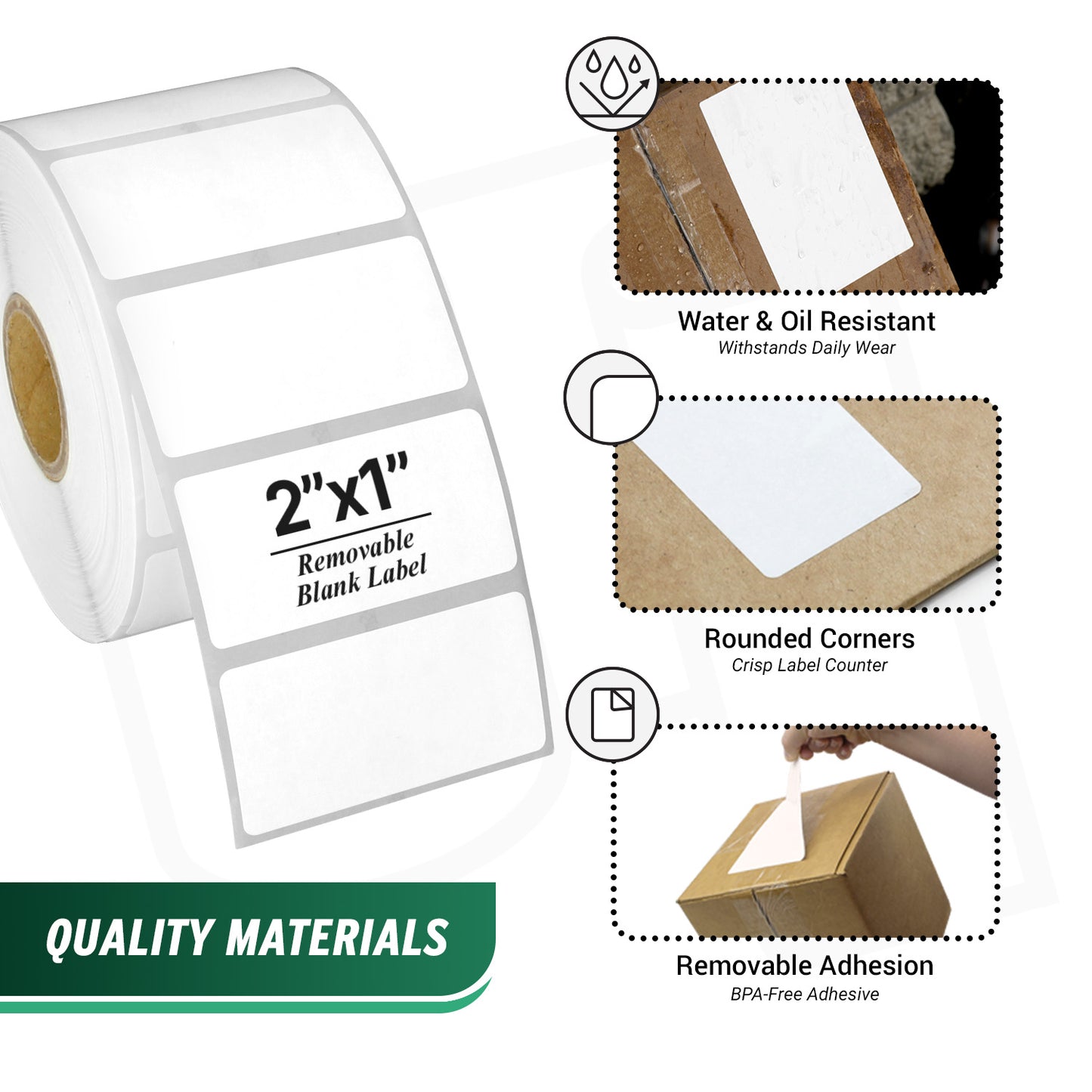 2 x 1in Removable Direct Thermal Labels: Zebra Printer Compatible (36 Rolls, 1300 Label/Roll)