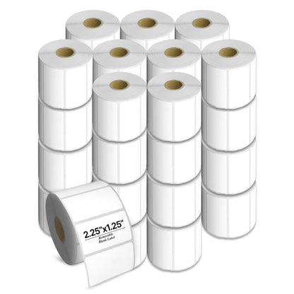 2.25 x 1.25in Blank Label: Direct Thermal Removable Adhesive (1 inch Core)
