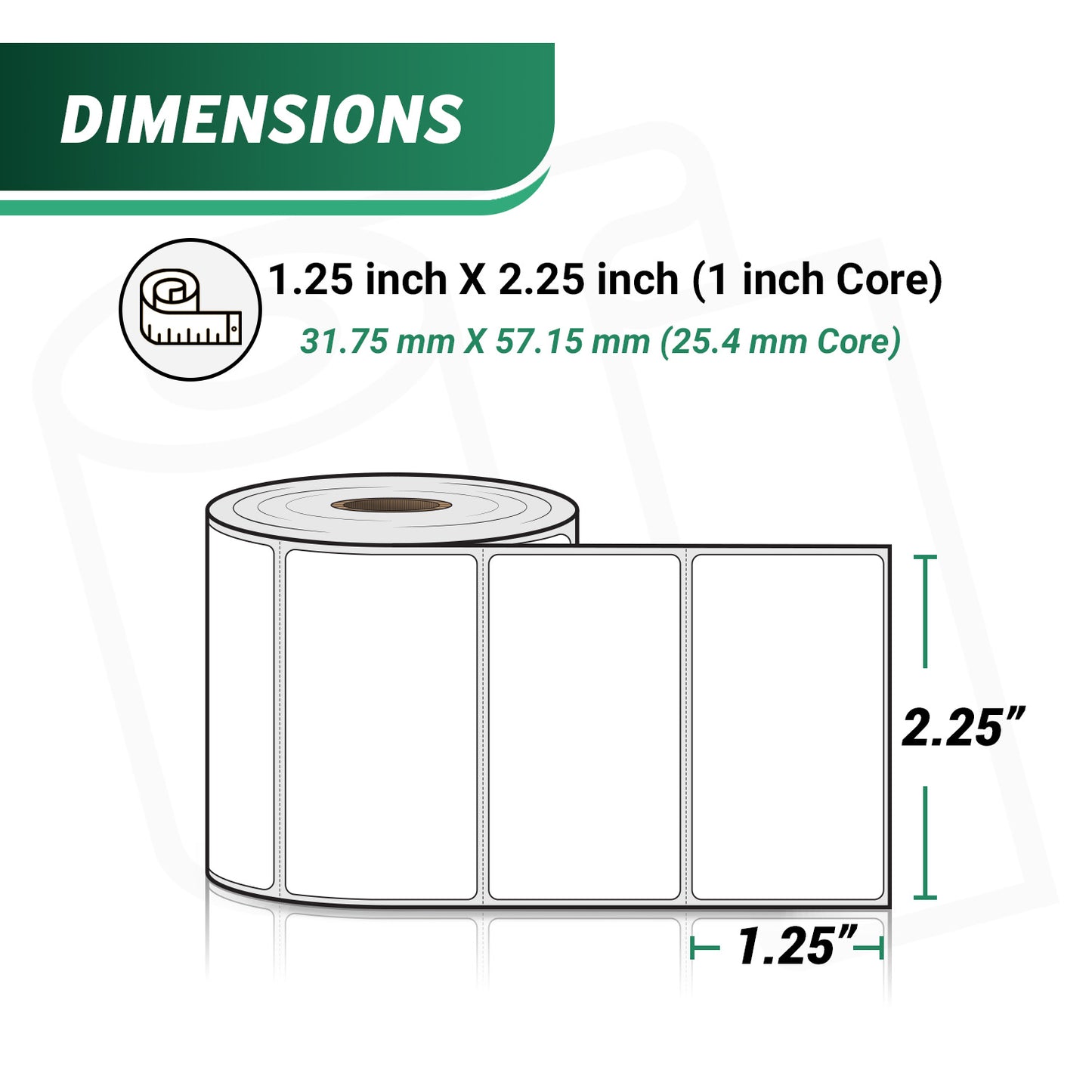 2.25 x 1.25in Blank Direct Thermal Labels: Removable White (36 Rolls, 1000 Labels/Roll)