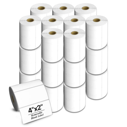 4 x 2in Removable Direct Thermal Labels: Zebra Printer Compatible (20,250 Total)