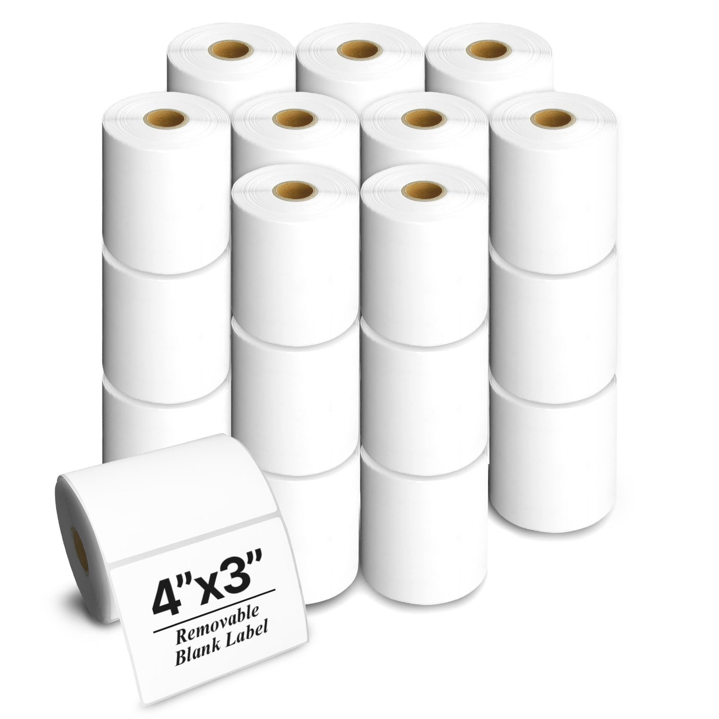 4 x 3in Removable Labels: Direct Thermal Zebra Printer Compatible (27 Rolls, 500/Roll)