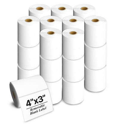 4 x 3in Removable Labels: Direct Thermal Zebra Printer Compatible (27 Rolls, 500/Roll)