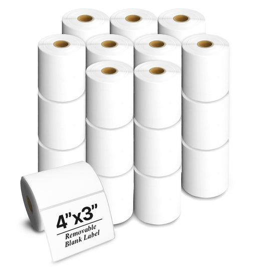 4 x 3in Removable Labels: Direct Thermal Zebra Printer Compatible (27 Rolls, 500/Roll)